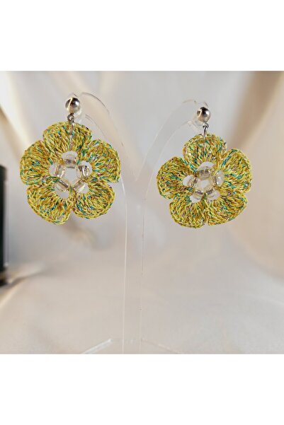 Crystal Atelier Bohemian Style Handmade Knitted Flower Earrings–Summer, Lightweight, Colorful, Special Design Jewelry, Romantic, Minimal