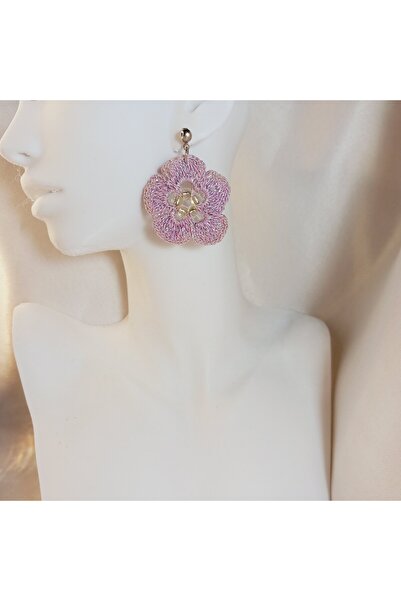 Crystal Atelier Hand Knitted Flower Earrings–Lightweight, Colorful, Suitable for Summer Combinations, Handmade, Gift Accessory, Boho, Chic