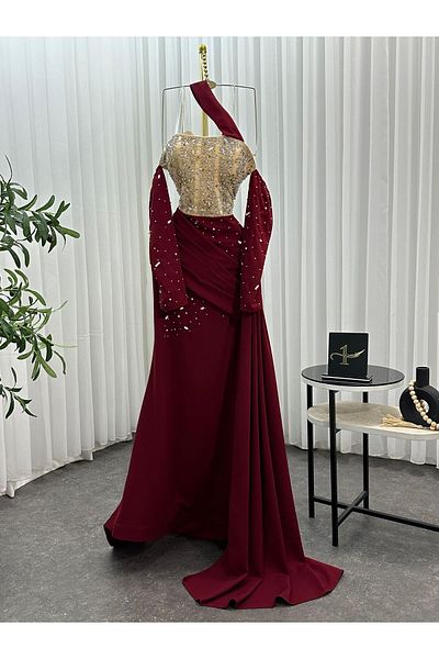MEZON FASHION Crystal-studded evening dress