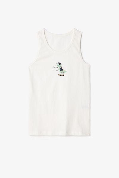 Penti White Boy's Dino Farm Dinosaur Printed 2-Piece Undershirt