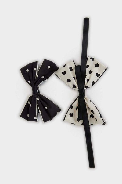 DeFacto Girl's 2-Piece Heart Ribbon Snap Buckle F6487Axns