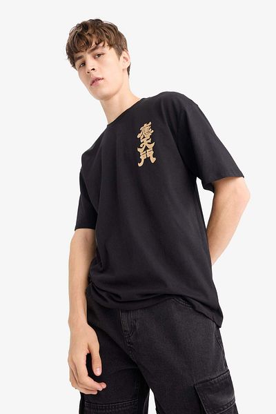 DeFacto Regular Fit Crew Neck Back Printed Short Sleeve T-Shirt F8907Ax25Hs