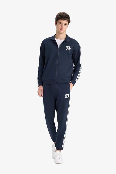 DeFacto Boxy Fit Stand Collar Printed Zippered Sweatshirt F0106Ax25Au