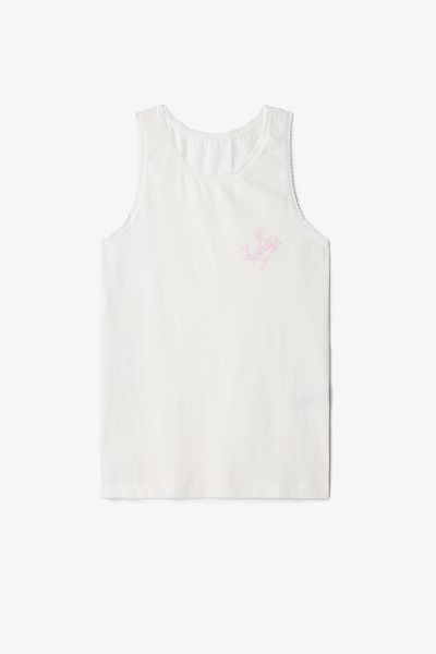 Penti Optical White Girl's Pollen 2-Piece Crispy Floral Patterned Cotton Undershirt