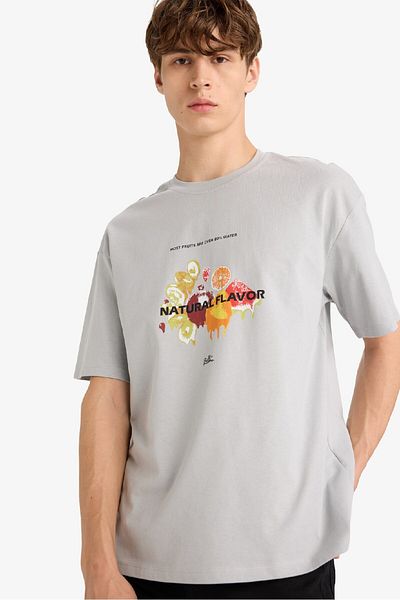 DeFacto Boxy Fit Crew Neck Printed Short Sleeve T-Shirt F8567Ax25Hs