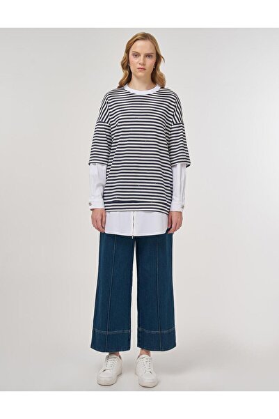 Kayra Πουκάμισο από 100% βαμβάκι Λεπτομερές φούτερ Σκούρο Navy Blue