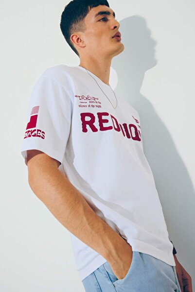 DeFacto Boxy Fit Crew Neck Printed Short Sleeve T-Shirt F6040Ax25Sm