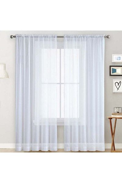 fun zone 2 Panel Semi Sheer Voile Curtains White