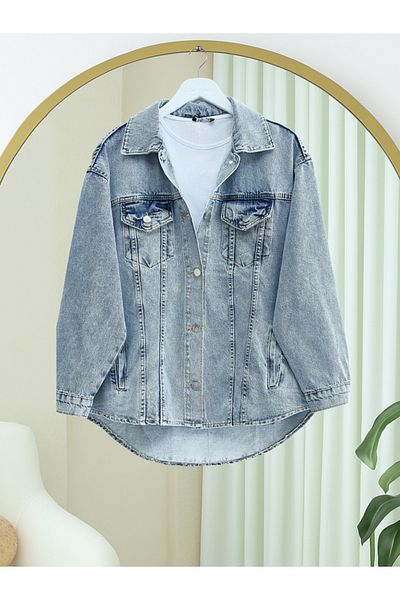 Modamorfo Buttoned pocketed denim jacket - ice blue