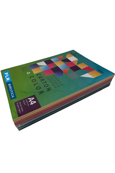 FLR Assorted colored cardboard 10 colors A4, 160 gr/sqm 250 sheets/ream