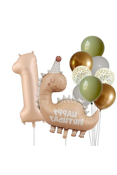 Choice 10Pcs Emerald Retro Matte Caramel Colored Dinosaur Aluminum Film Number Balloon Set Happy Birthday P