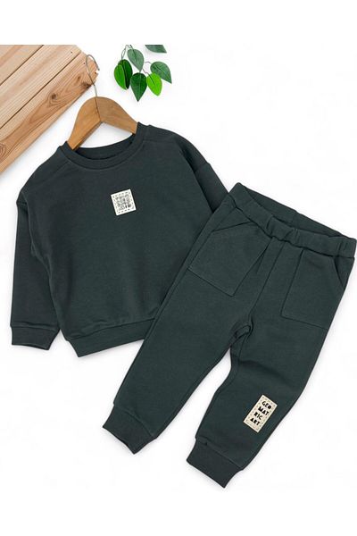 Egelite Boy's 3 Thread Unsharded 2-3-4-5-6 Years Old Thick Tracksuit Set with Coat Detail