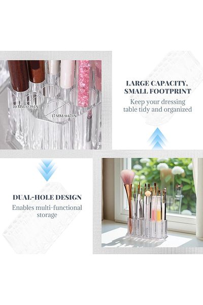 Generic Clear Acrylic Makeup Brush Holder Organizer Thickened Cosmetic Brush Storage