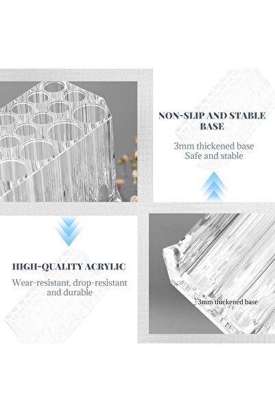 Generic Clear Acrylic Makeup Brush Holder Organizer Thickened Cosmetic Brush Storage