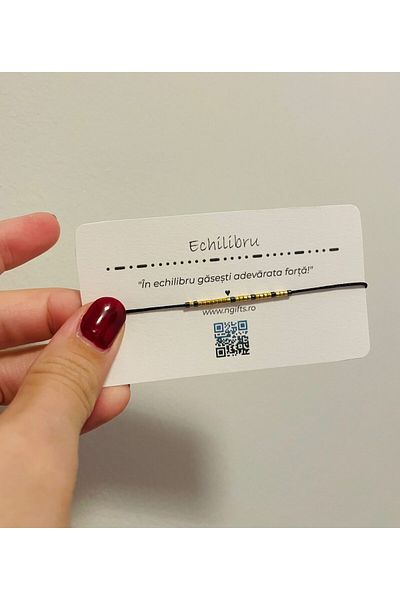 OEM Adjustable bracelet on black cord with Morse code message: Balance