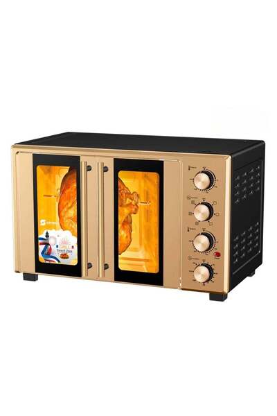 Generic 60L Electric Convection Oven – Double Glass Door Toaster Oven with 4 Knob Controls, Adjust