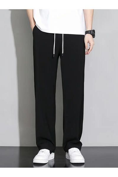 LOSSİA Men's Black Baggy Large Size Loose Fit Quality Flexible Comfortable Fabric Sweatpantsiııııı Dfghdfhyus