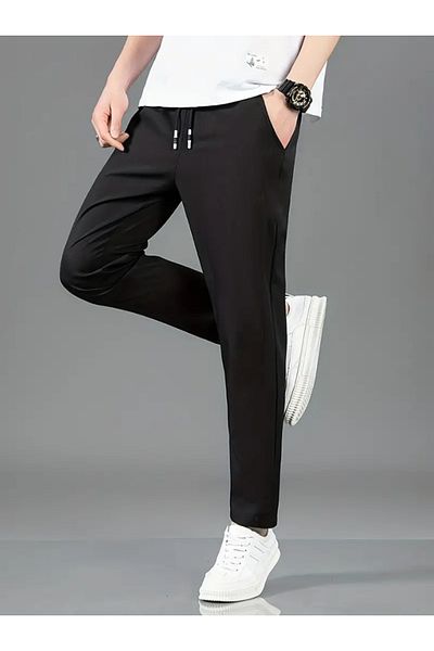LOSSİA Men's Black Baggy Large Size Loose Fit Quality Flexible Comfortable Fabric Sweatpantsiııııı Dfghdfhyus