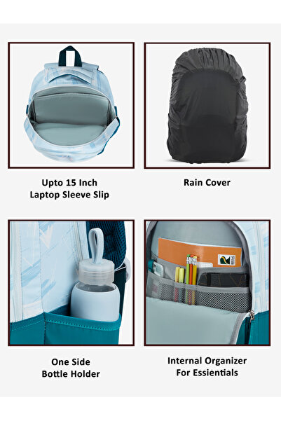 Lavie Sport 36L Brushstrokes Backpack | 19 inch | Laptop Compatiable | Raincover | Pencil Pouch