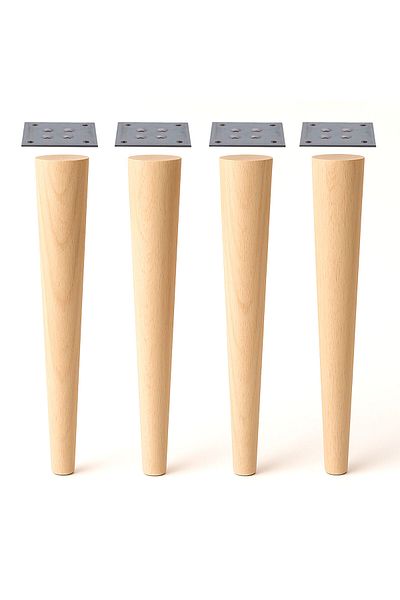 Badem10 Bohemian 75 cm Wooden Table Leg 4 Pcs Raw Unpainted with Connecting Apparatus Furniture Sofa Coffee Table Legs