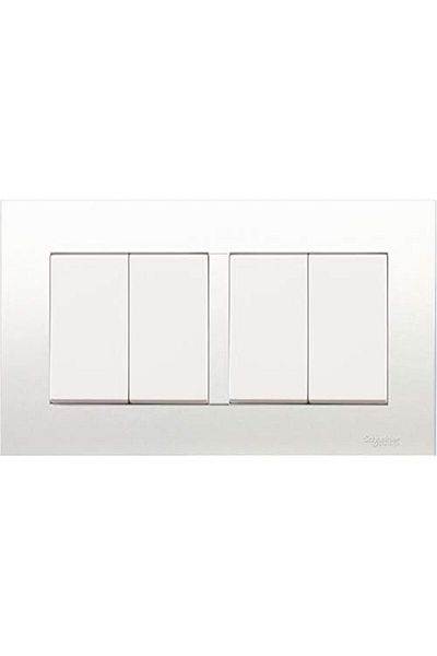 Schneider Electric KB34 Vivace White - مفتاح لوحة أحادي الاتجاه 4 عصابة - 16AX - أبيض