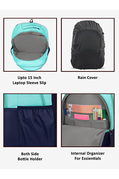Lavie Sport 37L Akron Backpack | 19 inch | Laptop Compatiable | Raincover | Pencil Pouch |Blue