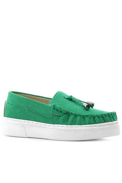 Rakerplus Green Suede Extra Light Children's Loafer Shoes