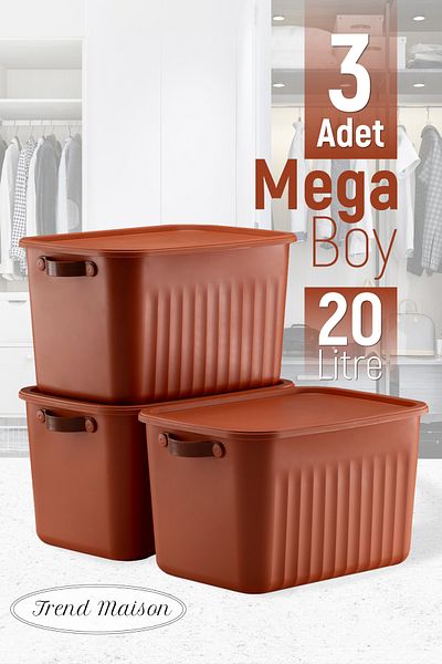 Trend Maison Decorative Storage Box, Multi-Purpose Organizer, Bathroom Kitchen Organizer, Box with Lid, Tile 3-Piece