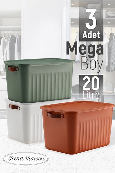 Trend Maison Decorative Storage Box, Multi-Purpose Organizer, Bathroom Kitchen Organizer, Box with Lid, Set of 3