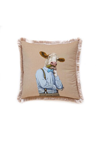 Adawall Mr. Cow (Mr. Cow) Pillow/Cushion (Filler Bead Fiber, Nation. Washing and Fading Certificate)