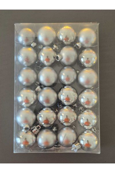 mıstıque home Christmas Tree Ornament 24 Pcs Silver Ball 3 cm Christmas Tree Ornament