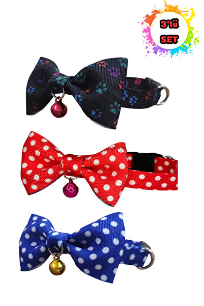 Cocopet طقم ربطة عنق للقطط مكون من 3 قطع مع ربطة عنق وجرس 17-30 سم قابل للتعديل وربطة عنق للقطط