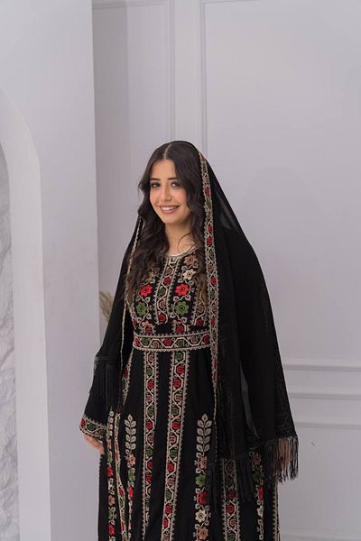 AFandina Luxurious embroidered jalabiya with scarf A-3406