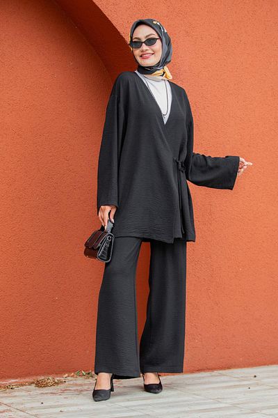 Tesettür Çarşım Beren Aerobin Kimono Suit-Black