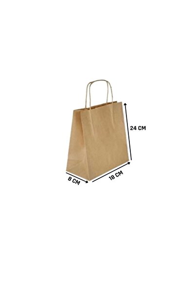 Roll-Up Kraft Paper Bag (18X8X24 cm) Paper Bag with Twist Handle (250 Pieces) Paper Bag