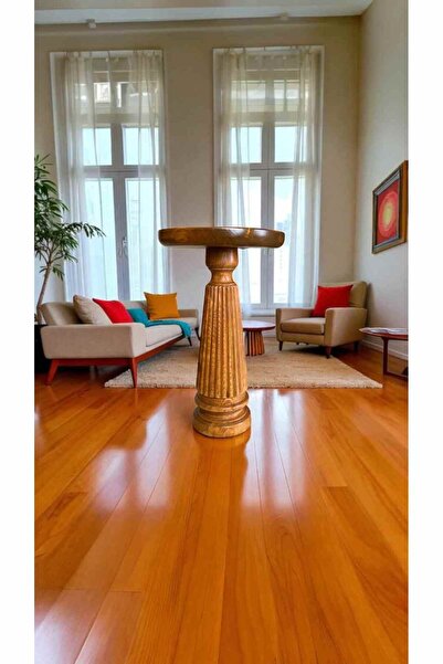 Simillo Home&Living Tekli Masif Ahşap Yan Sehpa – Doğal Tik Renk Mantar Model...