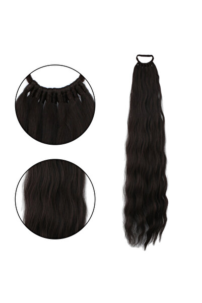 CREST E-TİCARET Rubber Buckle Ponytail Water Wave - Red Brown