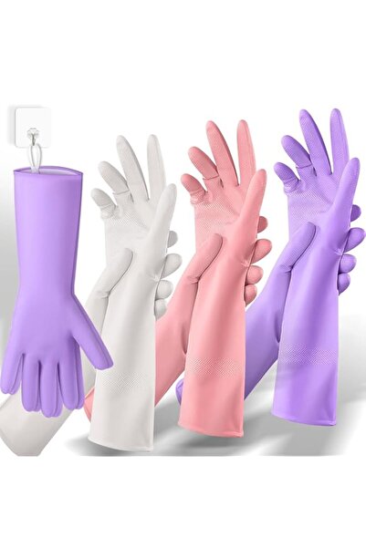 Generic قفازات تنظيف مطاطية من تازويك، 3 أزواج، مع حبل تخزين مدمج، قفازات غسي...