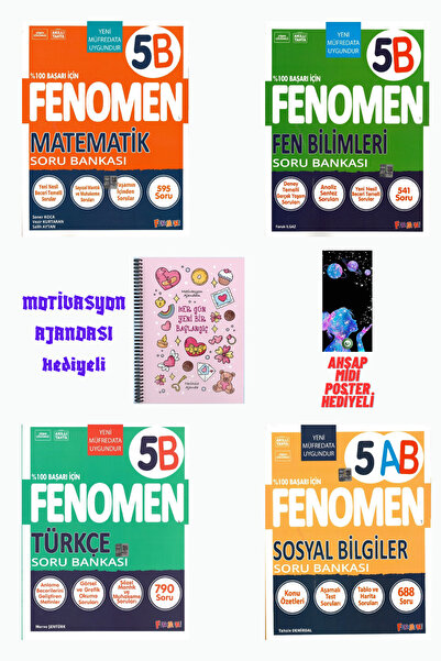 Fenomen Yayıncılık 5.Sınıf Matematik B+Fen B+Türkçe B+Sosyal A B Soru Bankası...