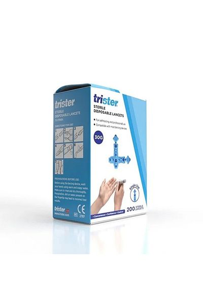 trister Lancets 200Pcs Sterile & Gentle Blood Sampling for Glucose Testing