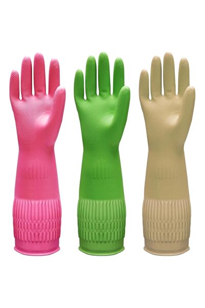 Generic 3 أزواج من قفازات التنظيف المطاطية، قفازات غسيل الأطباق القابلة لإعاد...