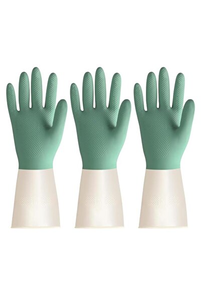 Generic قفازات تنظيف من اللاتكس، 3 أزواج من قفازات غسل الأطباق شديدة التحمل، ...