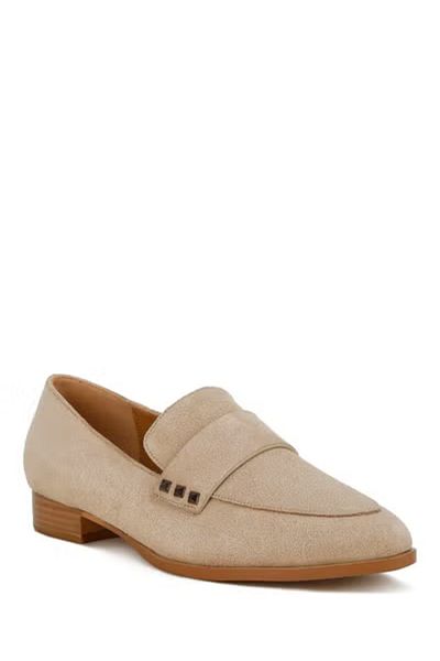 london Rag Women Studded Suede Loafers in Sand