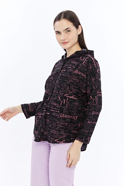 EN WOMAN Hooded Suede Velvet Fabric Women's Shirt