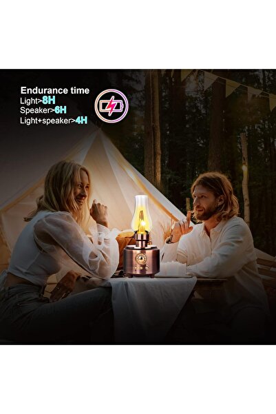 Concord C210 NOSTALJİK GAZ LAMBASI BLUETOOTH SPEAKER KABLOSUZ ŞARJLI HOPARLÖR GECE LAMBASI ahşap