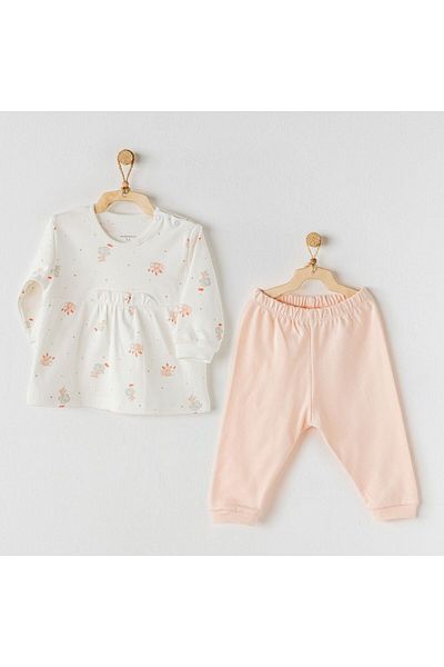 Budi Andywawa AC24344 Hiding Rabbits 2-Piece Baby Set Ecru Salmon