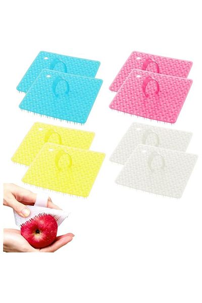 Generic 8 pcs Multifunctional Vegetable Brush, Silicone Fruit and Vegetable Cleaning Brush with Handle, Mul