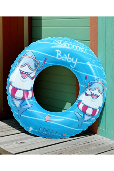 Fab N Funky Kids Shark Themed Swimming Ring, Durable & Inflatable, Safe for K...
