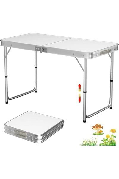 SKY TOUCH SKY-TOUCH Folding Trestle Camping Table, Aluminum Alloy Folding Picnic Table, Lightweight Trestle Ta