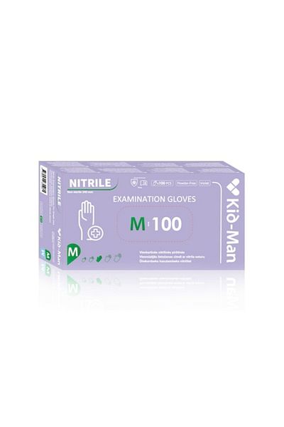 Kid-Man Disposable Nitrile Gloves, Powder-Free, Violet, M - Kid Man, 100 pcs